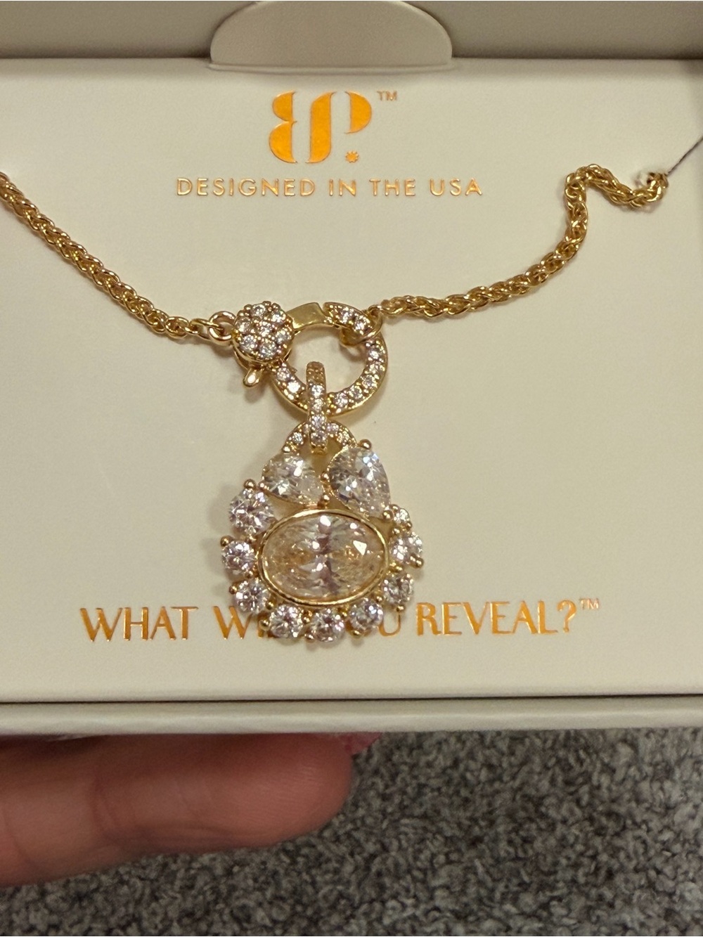 Bomb Party April 26 Elegant Gold - Diamond CZ Necklace NWT! “The Harlow”